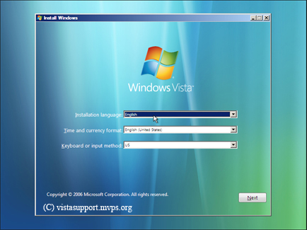 windows vista instal